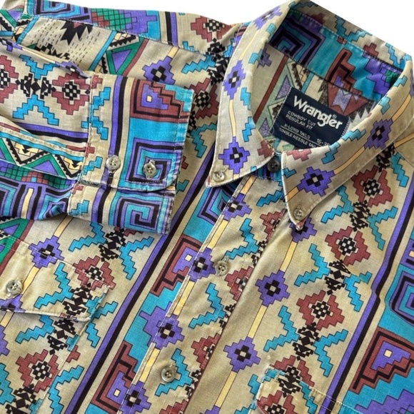 Vintage Wrangler 16-35 Cowboy Cut Reg. Fit X-long Tails Long Sleeved Button-Down - Picture 1 of 5
